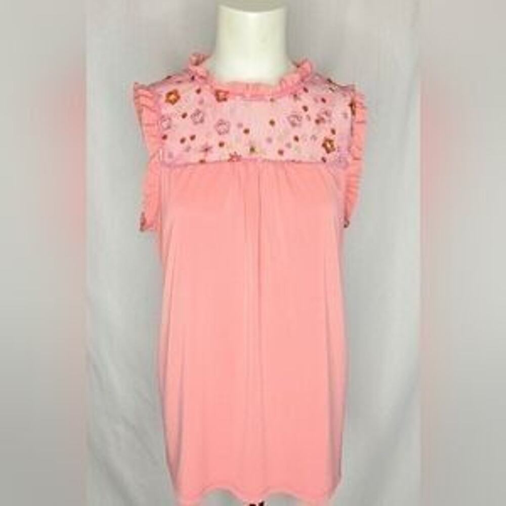 Faith and joy pink embroidered tank XL